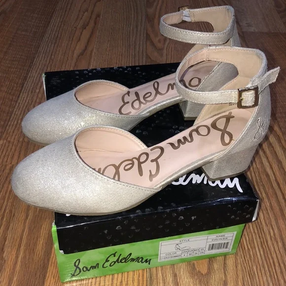 Sam Edelman Big Kid 4 Gold Dress Shoes EUC Sam Edelman Big Kid 4 Gold Dress Shoes EUC